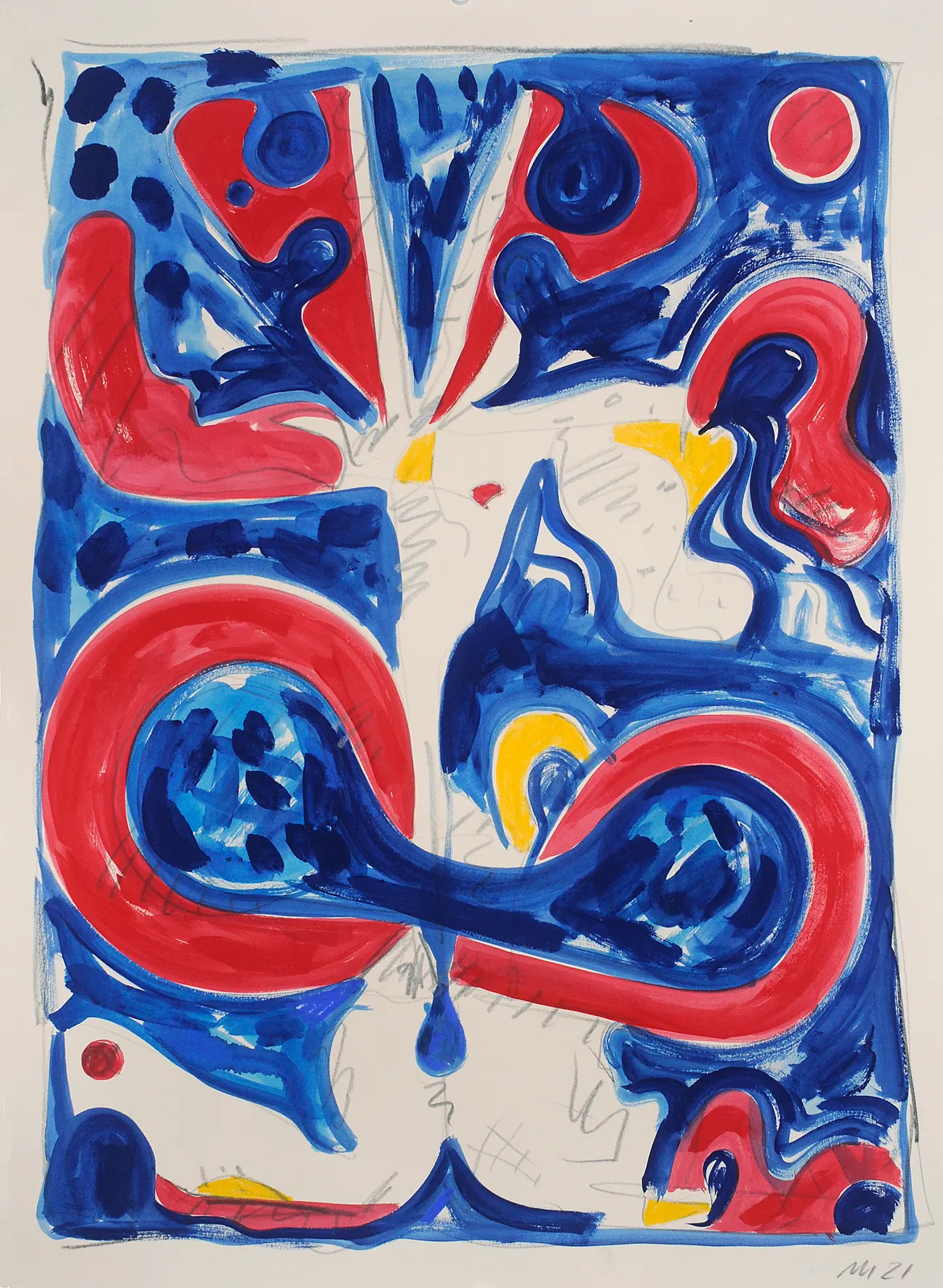 Obake, Crayon and Gouache on Paper, 30x22", 2021