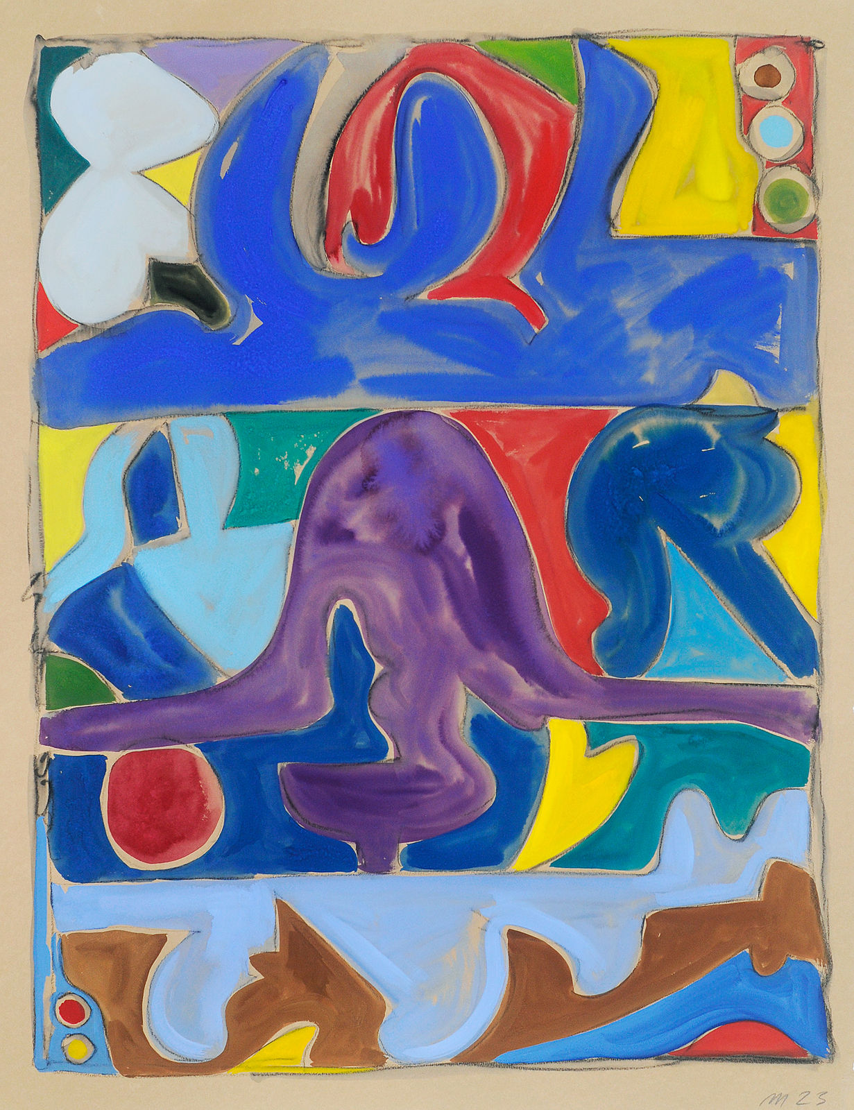 Untitled, Pencil, Crayon, and Gouache on Paper, 30x22", 2023