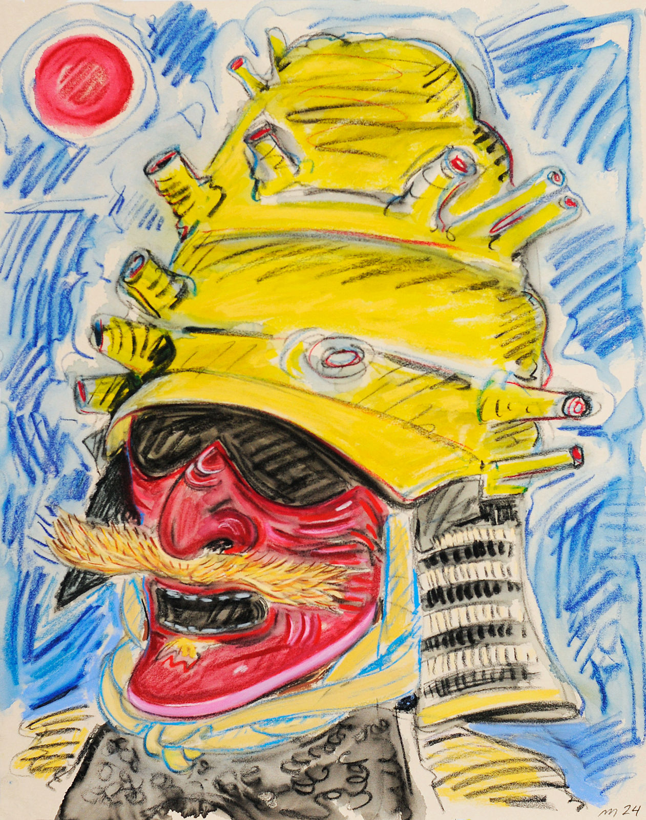 Samurai, Pastel on Paper, 27x21", 2024