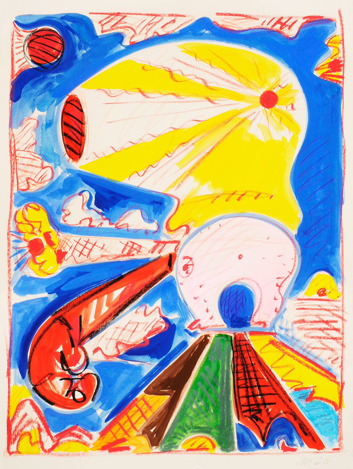 Obake, Crayon and Gouache on Paper, 30x22", 2020