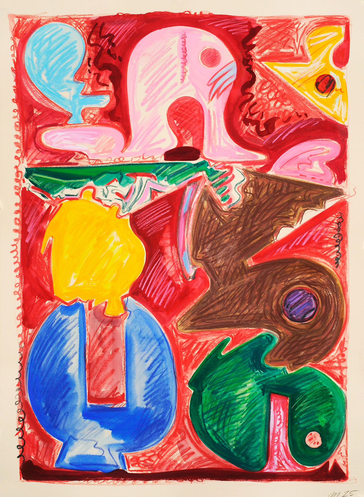 Obake, Crayon and Gouache on Paper, 30x22", 2025