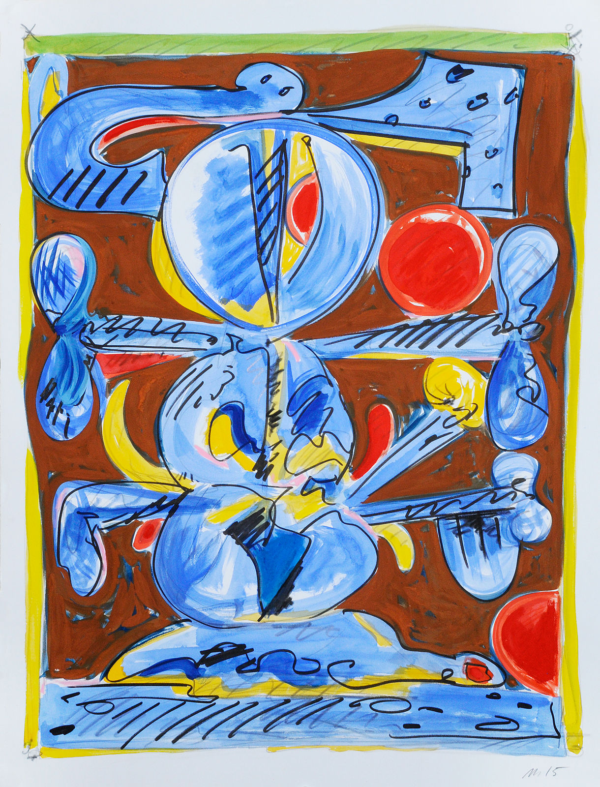 Obake, Gouache, Marker, and Pencil on Paper, 30x22", 2015