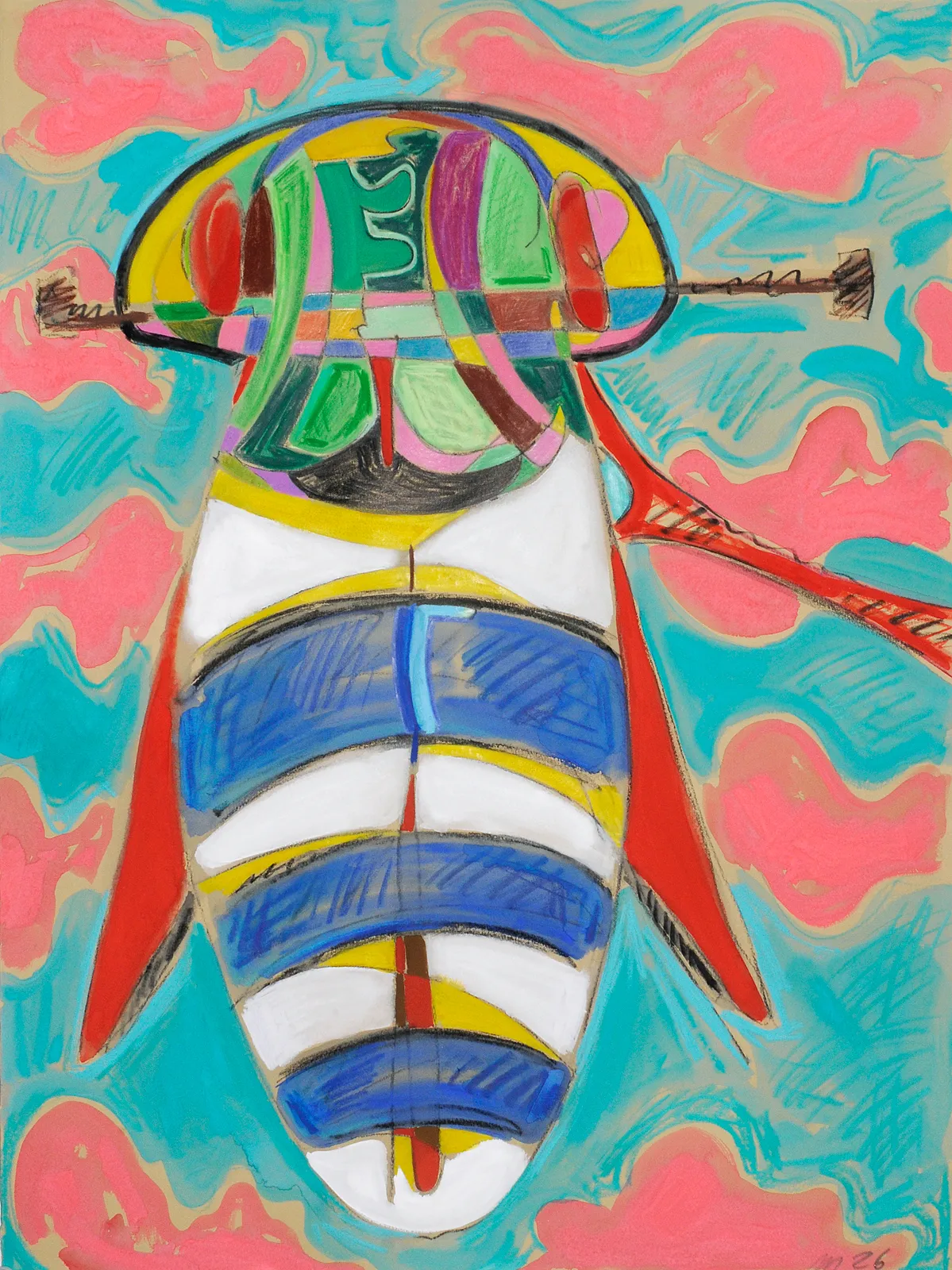 Untitled Design for a Kite, Mixed Media on Paper, 30x22", 2026