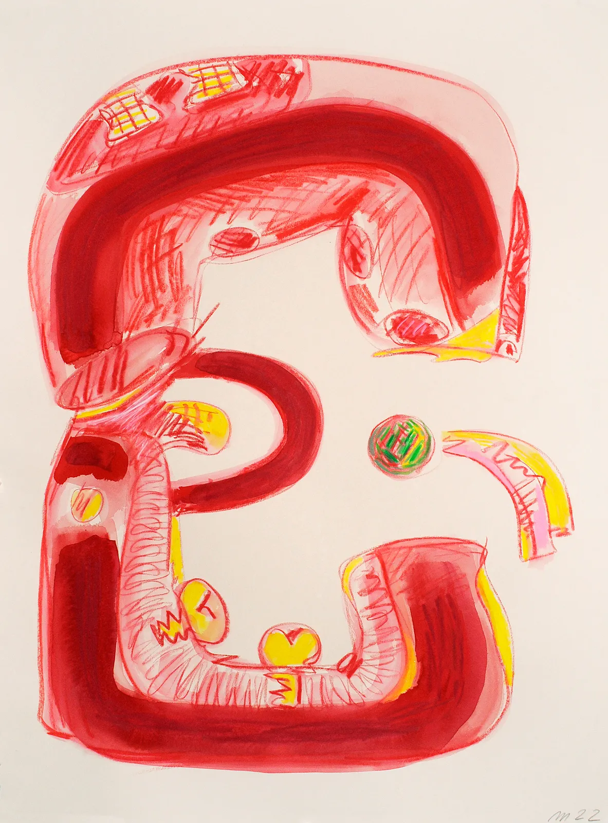 Pea Eater, Crayon on Paper, 30x22", 2022