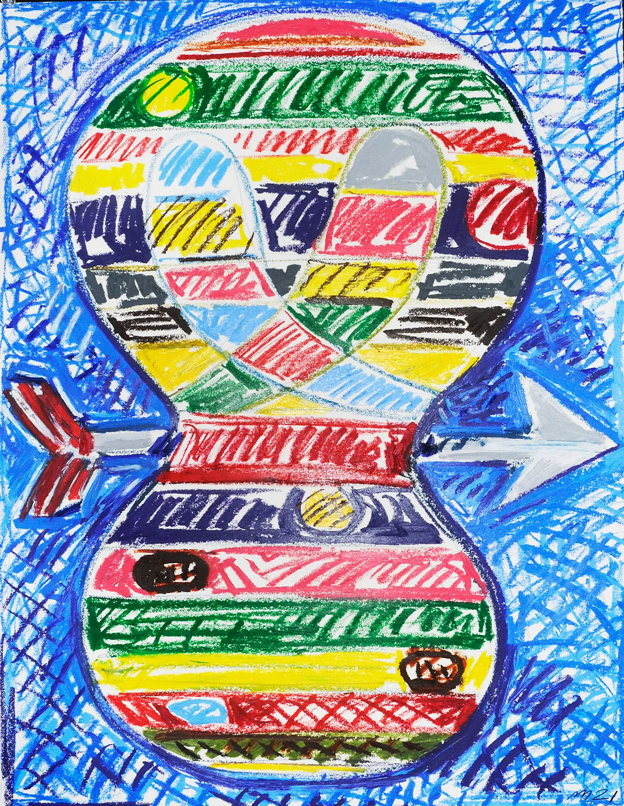 The Scythian Archer, Oil Pastel on Paper, 30x22", 2021