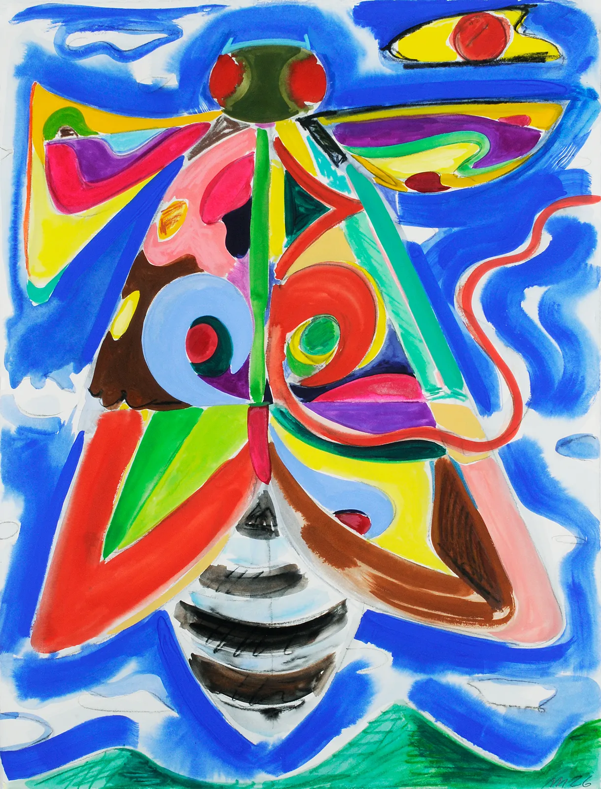 Untitled Design for a Kite, Gouache and Pencil on Paper, 30x22", 2026