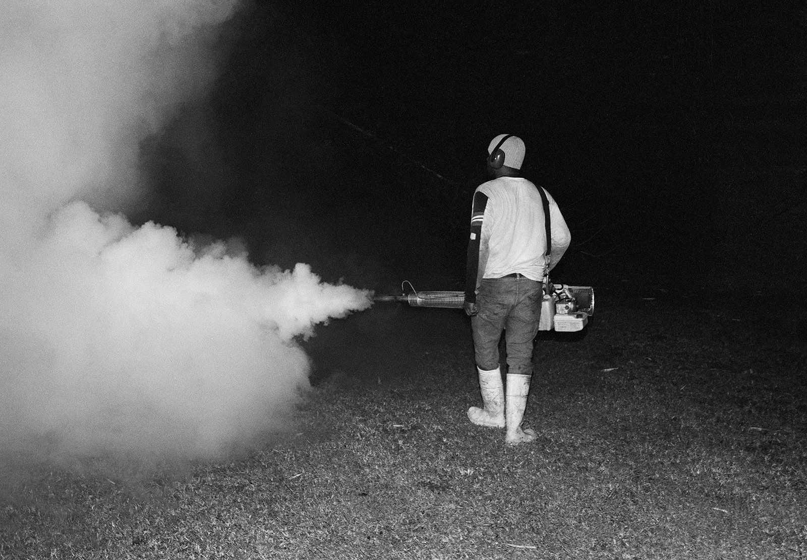 Fumigating to Prevent Mosquitoes Spreading Dengue Fever, Brighton Farm, St. George, Barbados, 2016 Selenium Toned Silver Gelatin Print, 16x20" Archival Pigment Print on Moab Entrada Rag, 17x21" Edition of Three