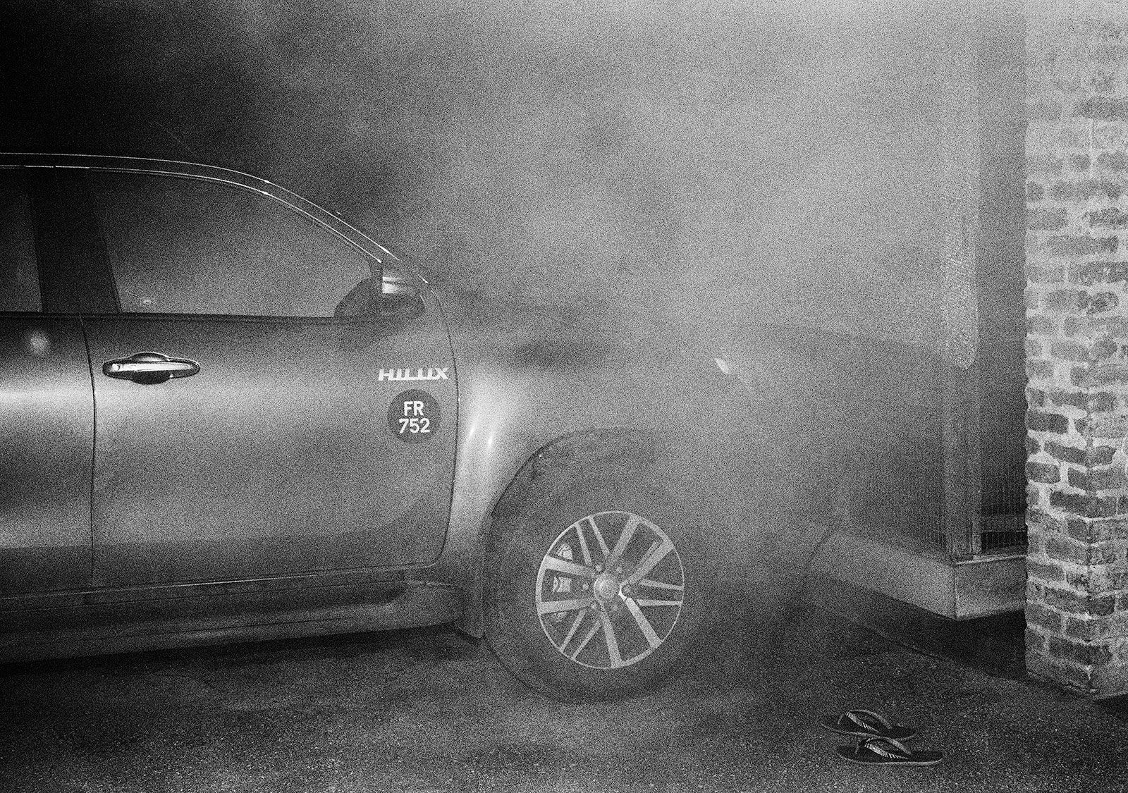 Fumigating to Prevent Mosquitoes Spreading Dengue Fever, Brighton Farm, St. George, Barbados, 2016 Selenium Toned Silver Gelatin Print, 16x20" Archival Pigment Print on Moab Entrada Rag, 17x21" Edition of Three