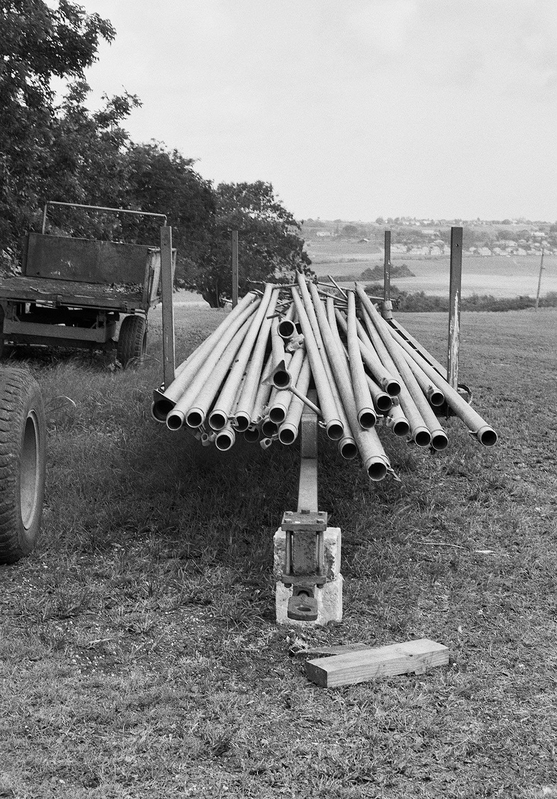 Irrigation Pipe Storage, Brighton Farm, St. George, Barbados, 2023 Selenium Toned Silver Gelatin Print, 20x16" Archival Pigment Print on Moab Entrada Rag, 21x17" Edition of Three