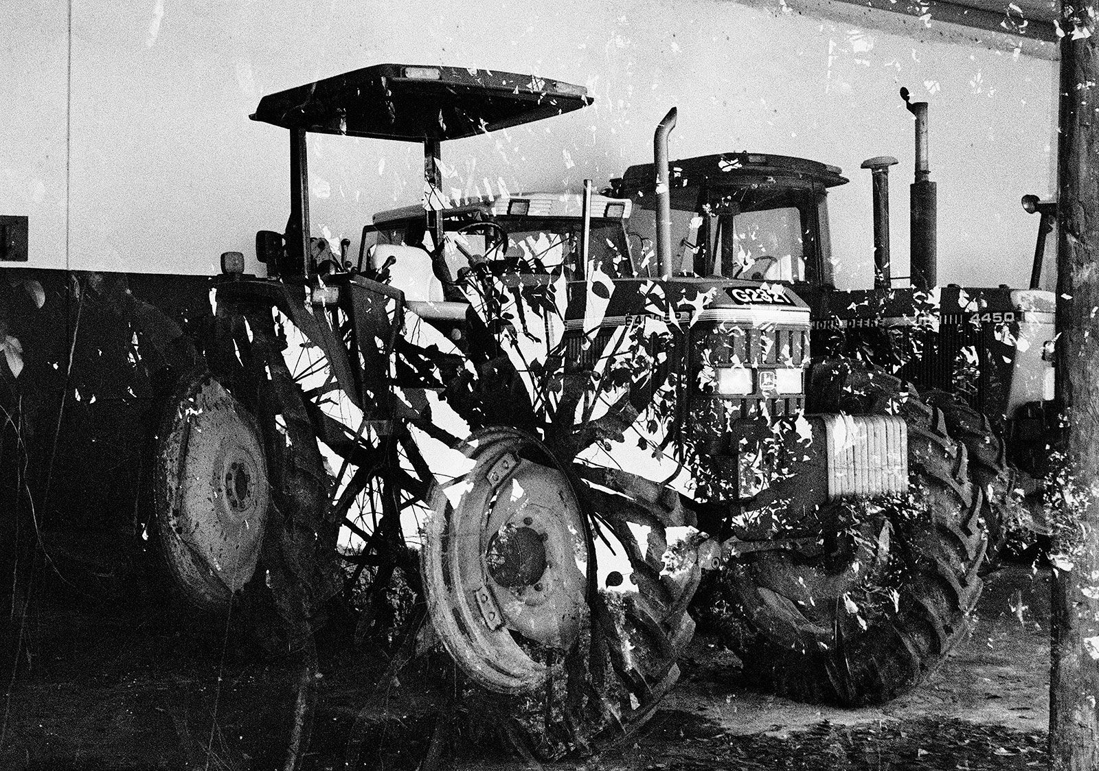 Tractor, Double Exposure, Brighton Farm, St. George, Barbados, 2016 Selenium Toned Silver Gelatin Print, 16x20" Archival Pigment Print on Moab Entrada Rag, 17x21" Edition of Three