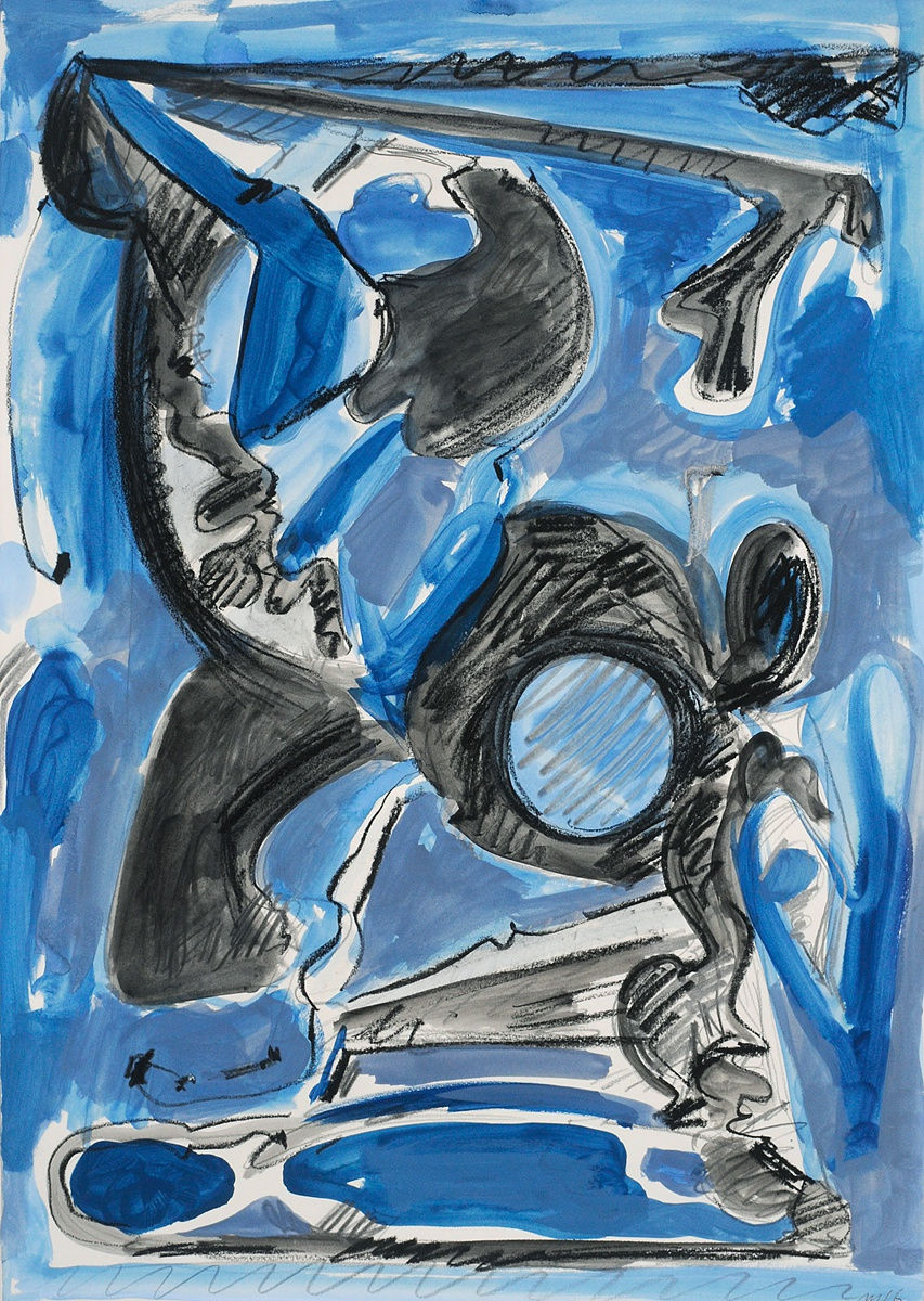 Untitled, Gouache and Oil Pastel on Paper, 30x22", 2020