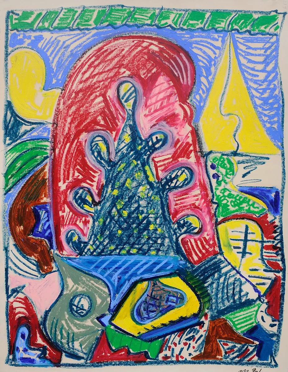 Untitled, Oil Pastel on Paper, 30x22", 2021