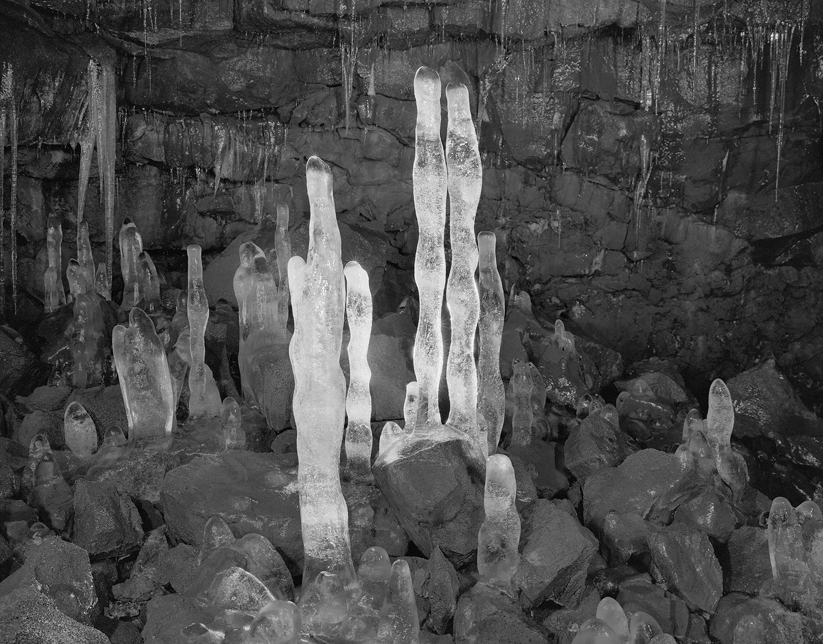 Ice Formations, Arnarker Lava Tube, Iceland, 2011 Selenium Toned Silver Gelatin Print, 16x20" Edition of Three