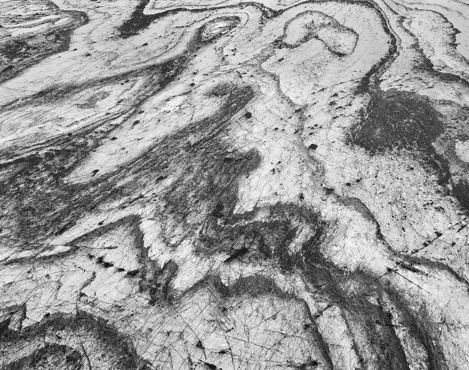 Aerial View, Dyngjujökull Glacier, Iceland, 2019 Selenium Toned Silver Gelatin Print, 16x20" Edition of Three