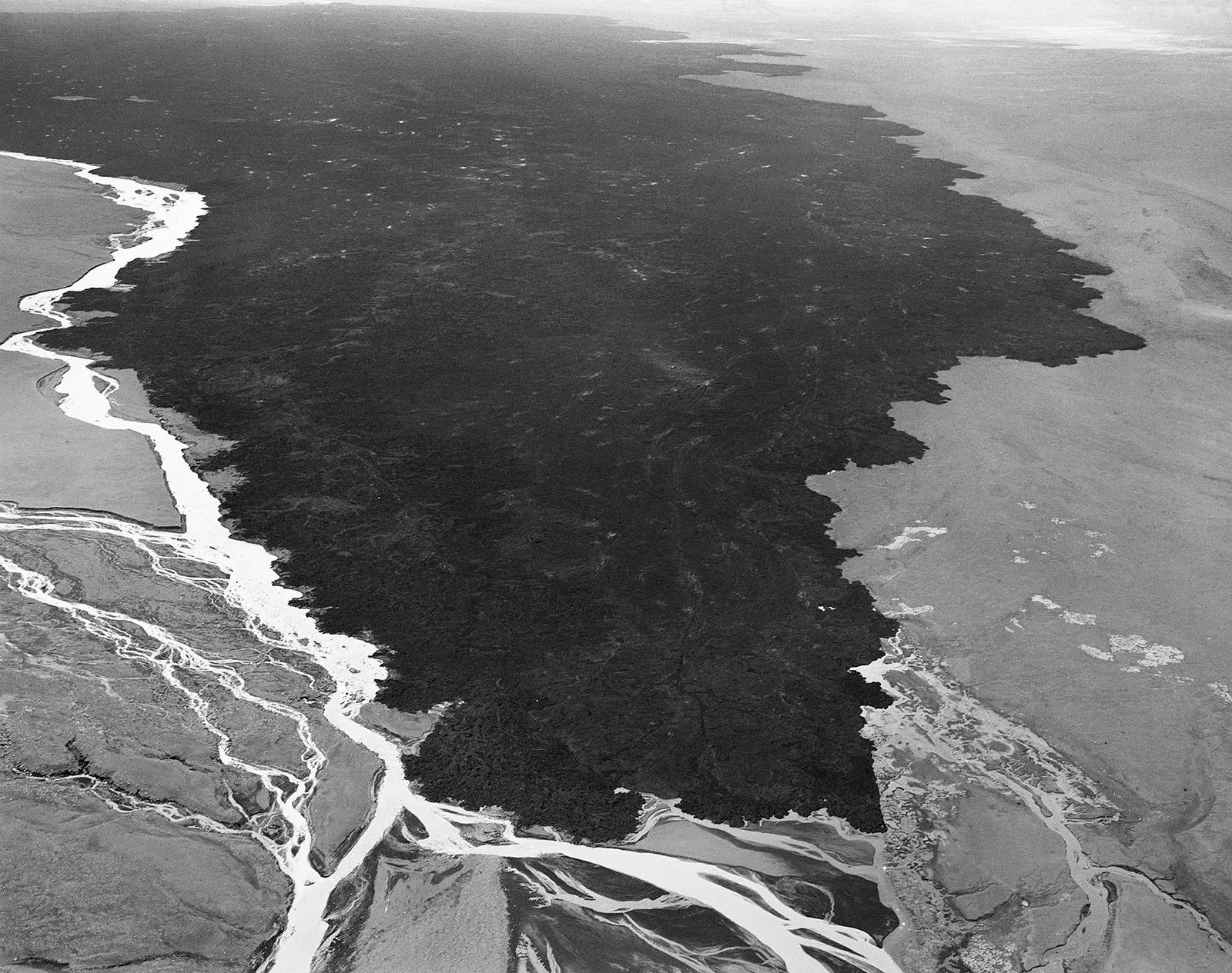 Aerial View of Holuhraun Lava Field, Iceland, 2019 Selenium Toned Silver Gelatin Print, 16x20" Edition of Three