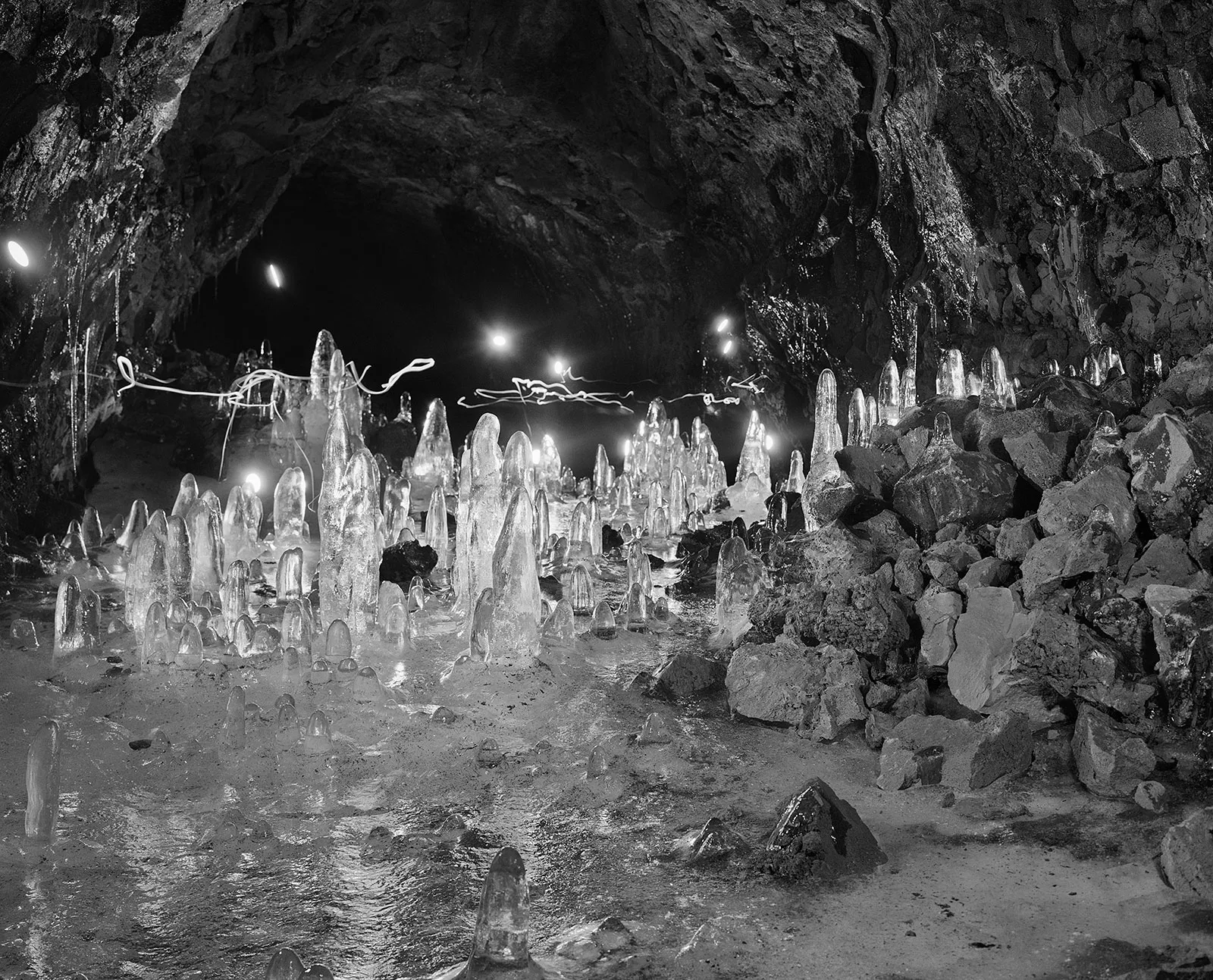 Ice Formations, Ishellir Lava Tube, Iceland, 2006 Selenium Toned Silver Gelatin Print, 16x20" Edition of Three