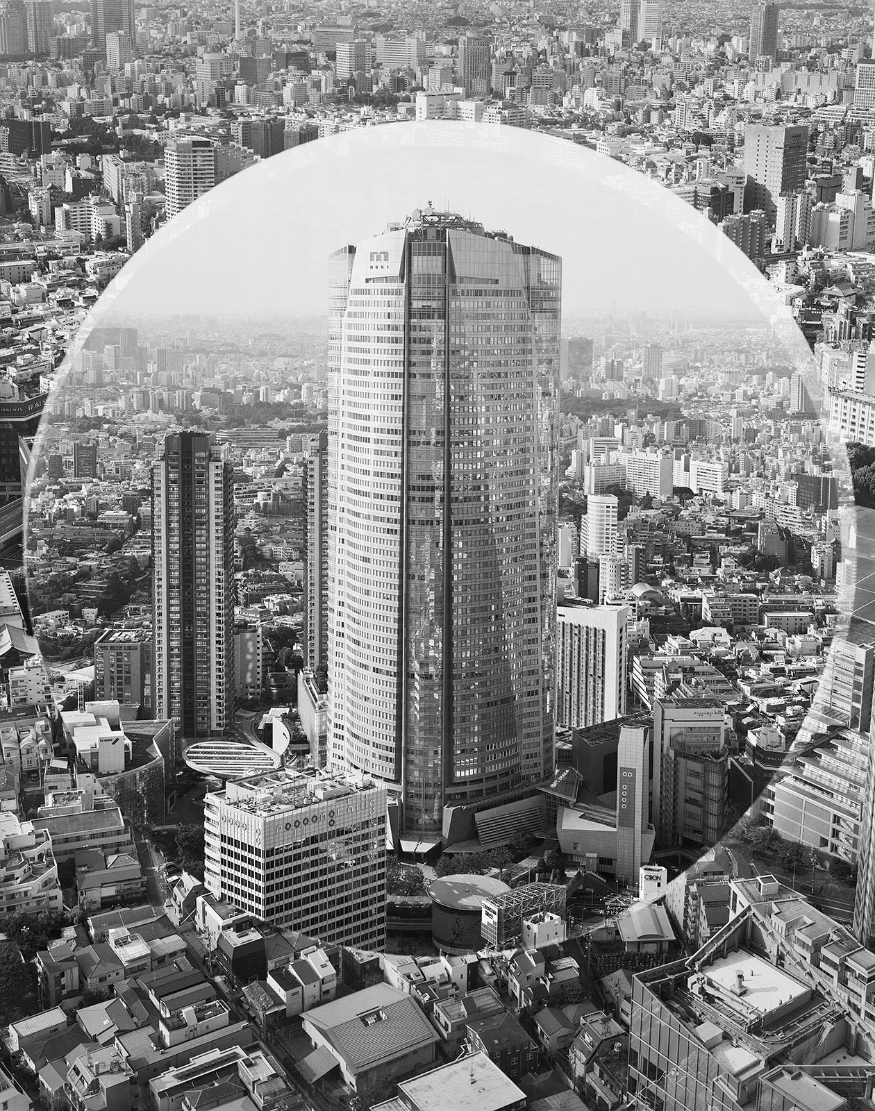 Mori Tower Viewed from Midtown Tower, Roppongi, Tokyo, Japan, 2016 Selenium Toned Silver Gelatin Print, 20x16" + 24x20" Edition of Three