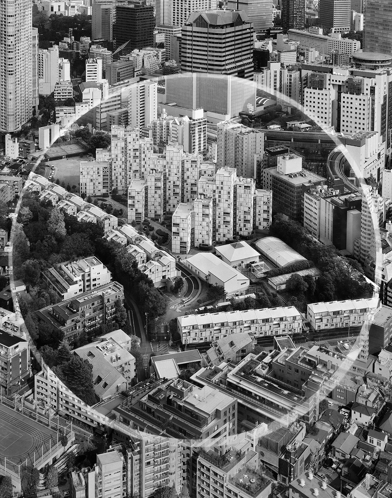 U.S. Embassy Housing Viewed from Midtown Tower, Roppongi, Tokyo, Japan, 2017 Selenium Toned Silver Gelatin Print, 20x16" + 24x20" Edition of Three