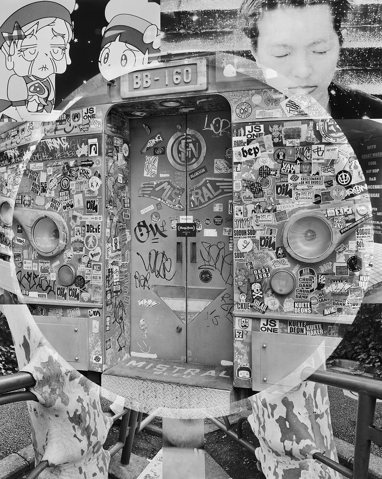 Mistral Bleu + Collage, Roppongi, Tokyo, Japan, 2016 Selenium Toned Silver Gelatin Print, 20x16" + 24x20" Edition of Three