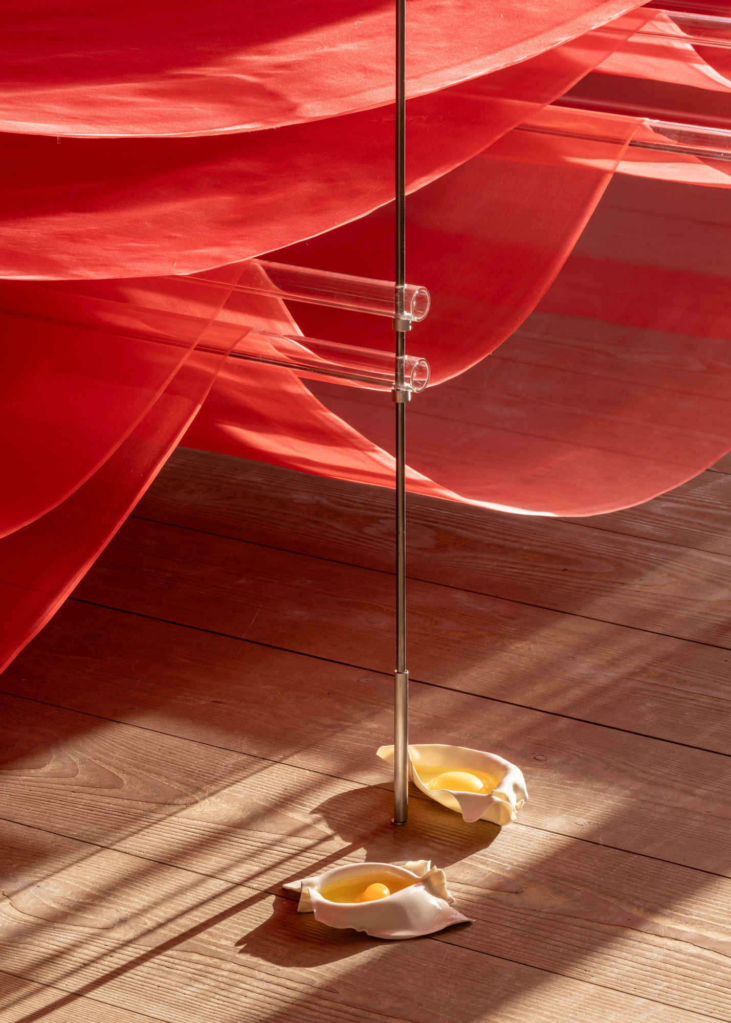 Installation view, Tove Storch, Slumping, 2024. Gammel Strand. Photo: David Stjernholm