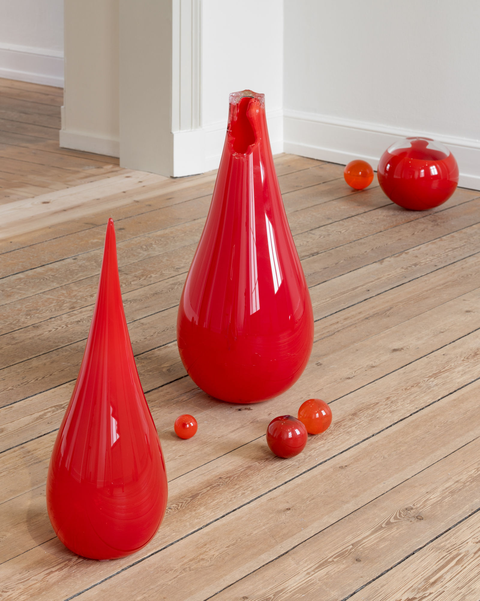 Installation view, Tove Storch, Glassy Eyes, 2024-25. Glass &ndash; Museum of Glass Art. Photo: David Stjernholm