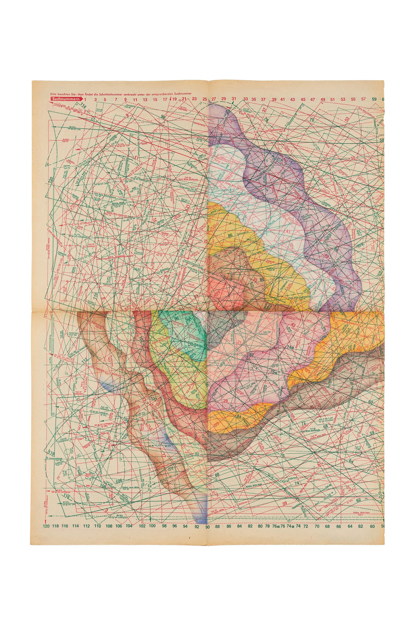 Emilija Radojicic, Flowering, 2021 Colour pencils on old BURDA sewing paper scheme 58 x 43 cm / 22.8 x 16.9 in (without framing)