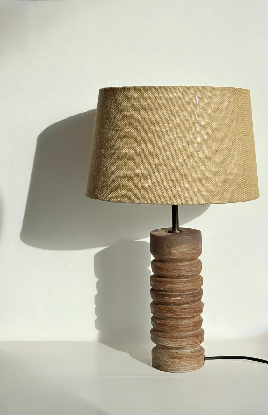 Violetta Papachristodoulou Eva Marbled Stoneware Table lamp Black and grey stoneware clay 40x10cm £400 - Includes beige jute lampshade
