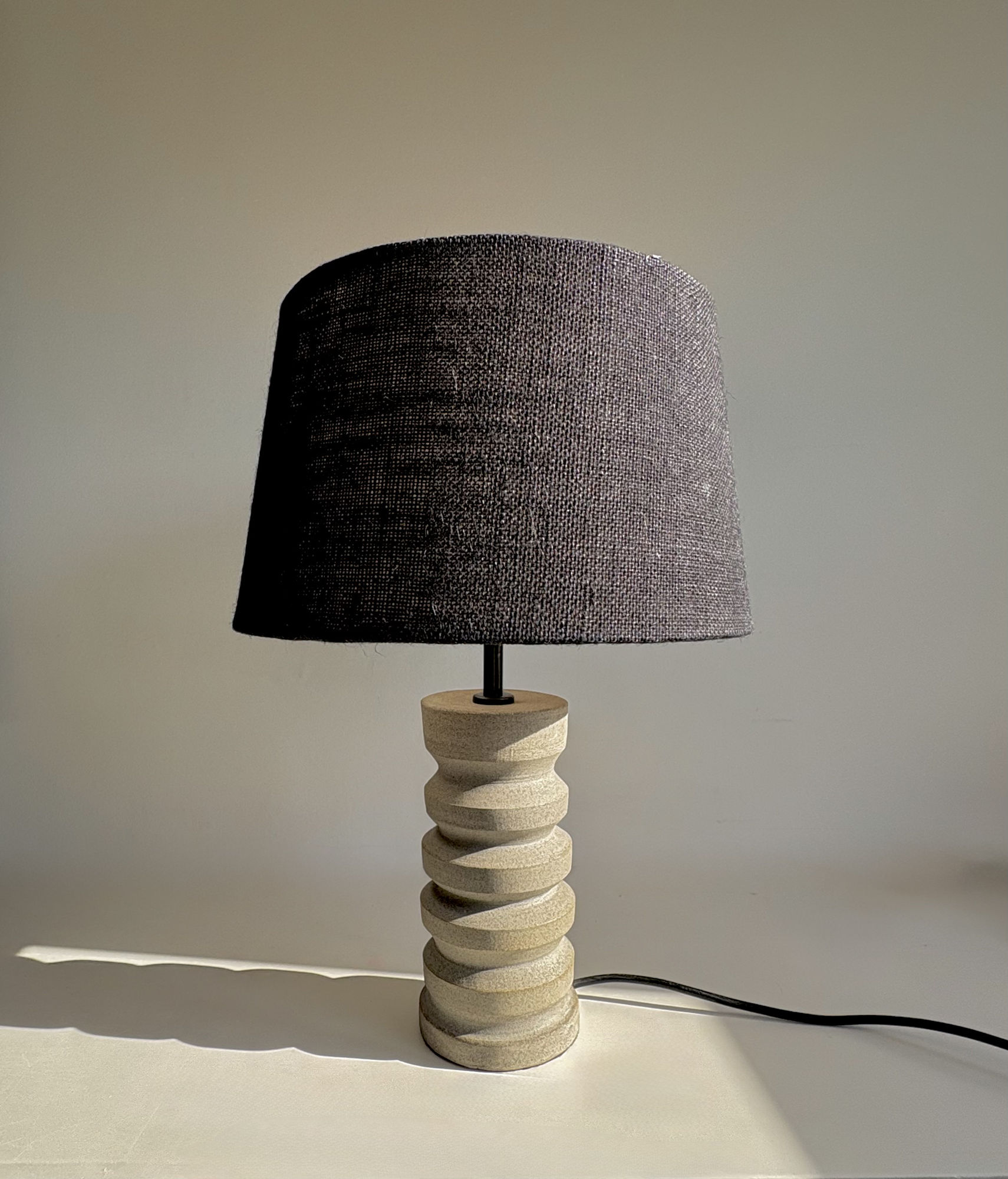 Violetta Papachristodoulou Eva Grey Table lamp 32 x 9,5 cm £360 - Includes blue jute lampshade