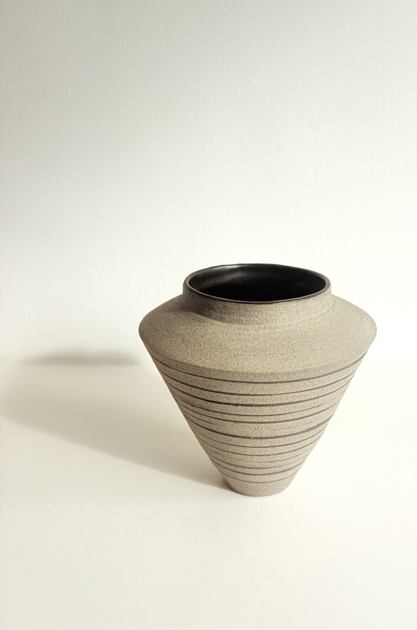 Violetta Papachristodoulou Concrete Lines, Vase 2 Grey stoneware clay 18 x 17cm £250