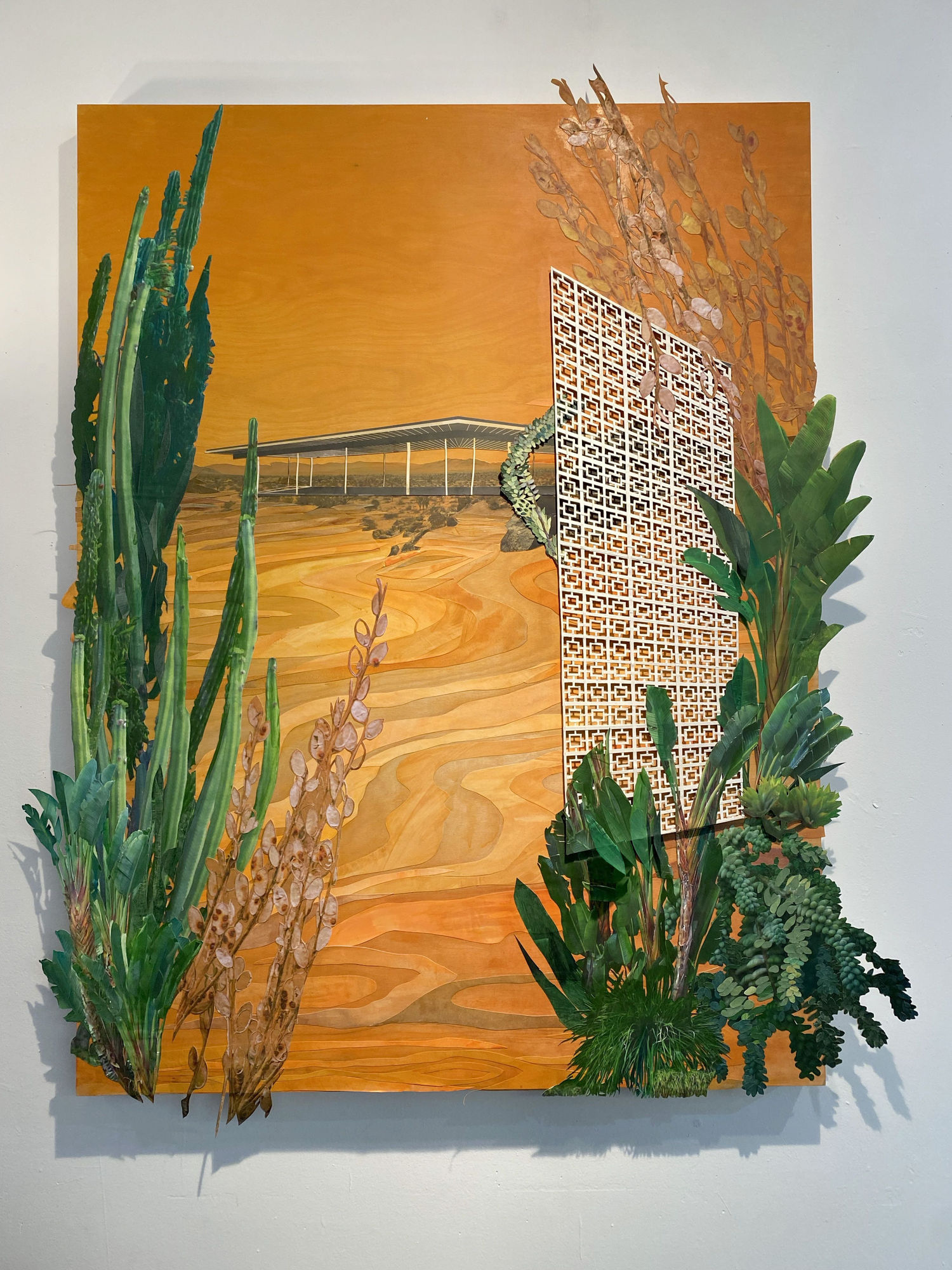 Gouache and archival print mixed media collage on wood panel