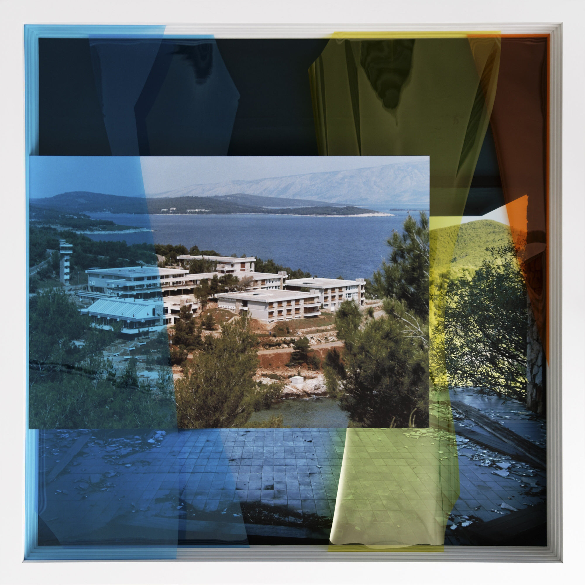 Inkjet prints on archival paper mounted on aluminum composite panels, colour correction filters