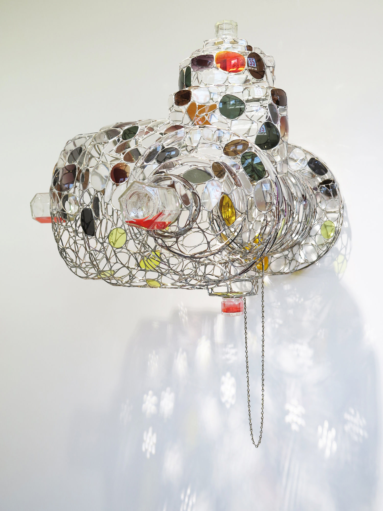 Hydrant, 2016 Eyeglasses, sunglasses, glass jars, brass, acrylic paint