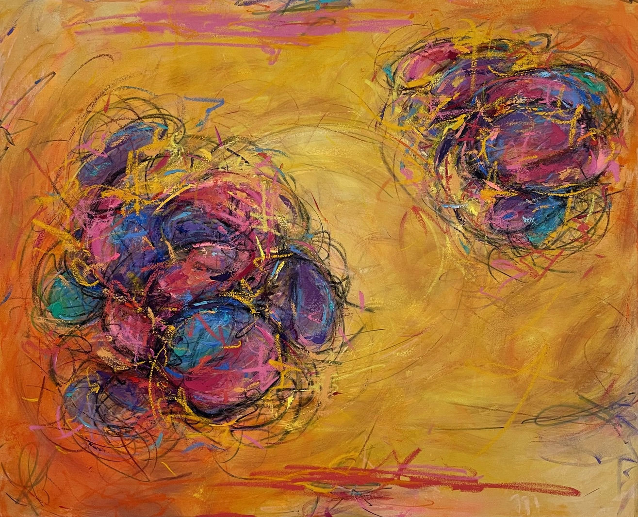 Authenticity Series – Yellow, 2024 Signed Ink, Flash, Acrylic, Oil on Canvas