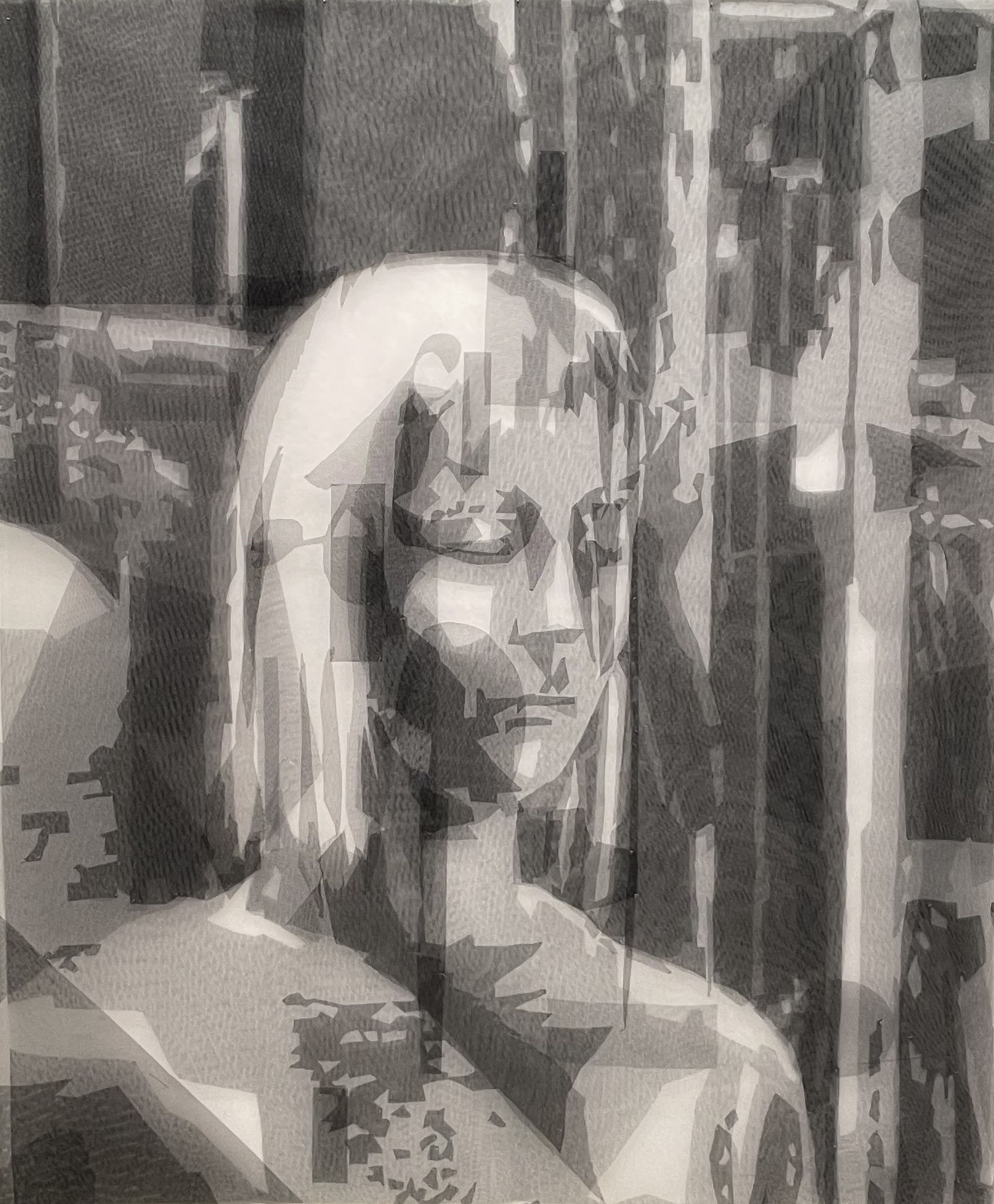 Grey Gaze 1, 2022 Tulle