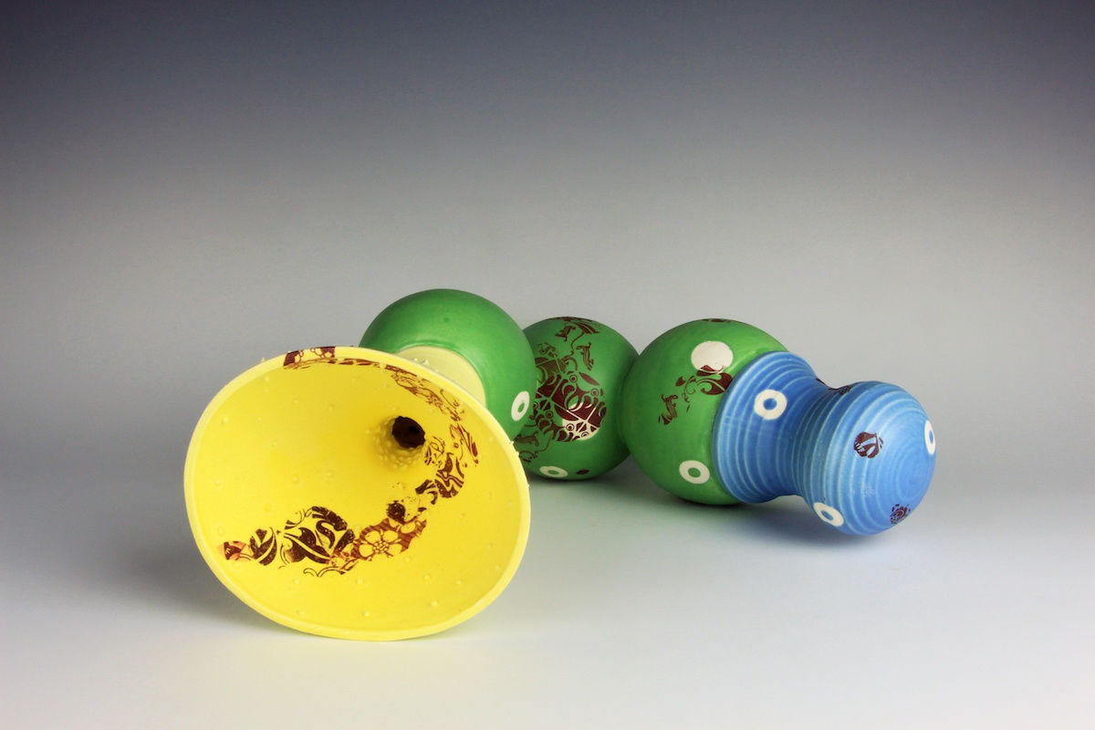 Confess and Unburden, 2014 Slip-cast and handbuilt porcelain, underglaze, glaze, iron oxide decals