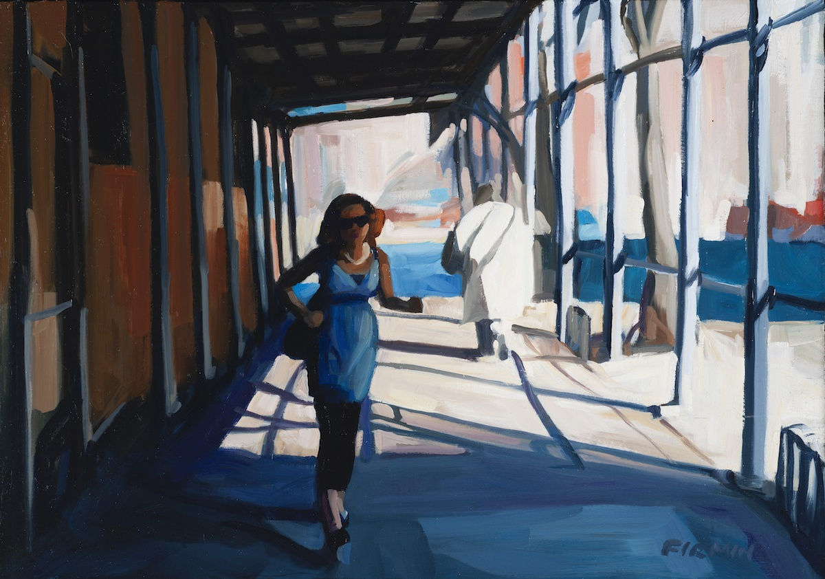 Under the Scaffolding, 2016 Artwork is signed on the front Oil on wood panel