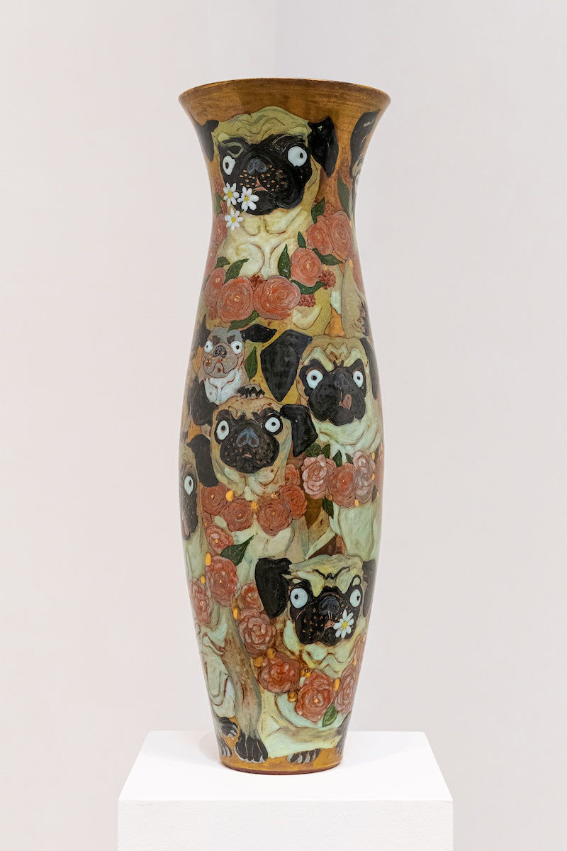 The Pug Vase, 2009 Artwork is signed on the bottom Ceramic and faience