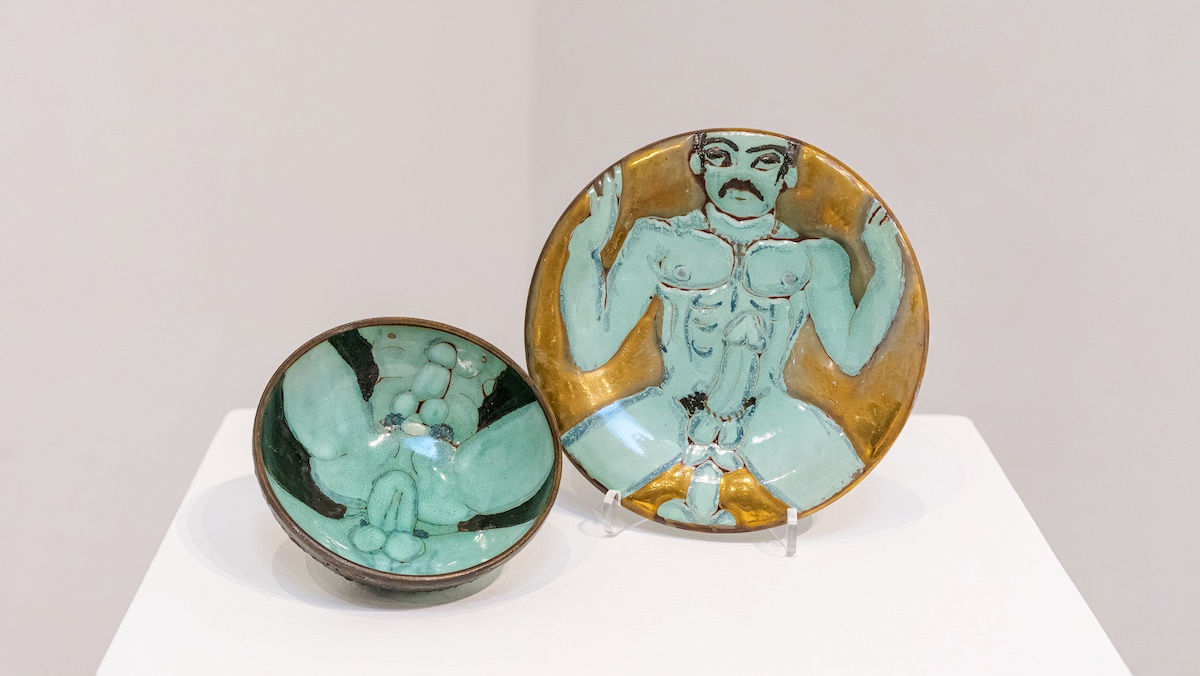 Little Porn Bowl & Saucer, 2009 Artwork is signed on the back Ceramic and faience