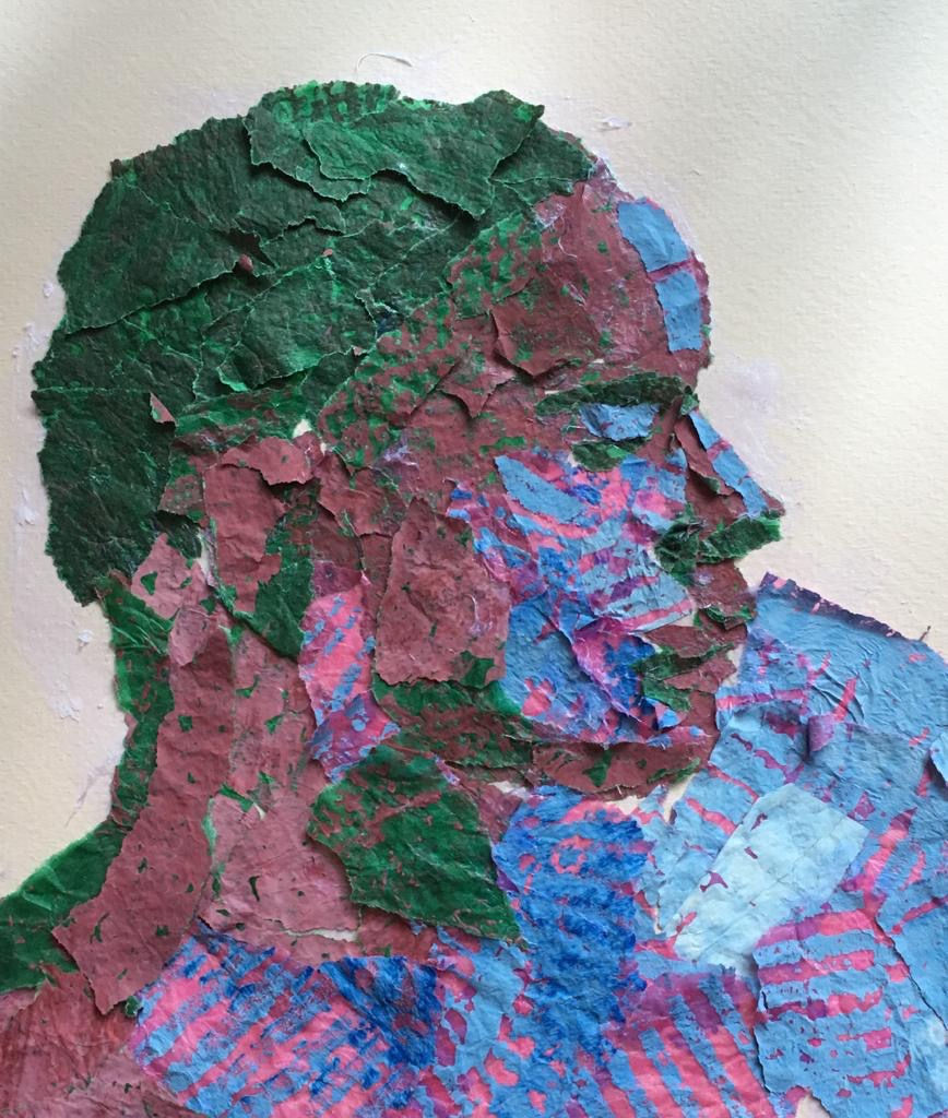 Portrait : Anon, 2018 signed paper collage