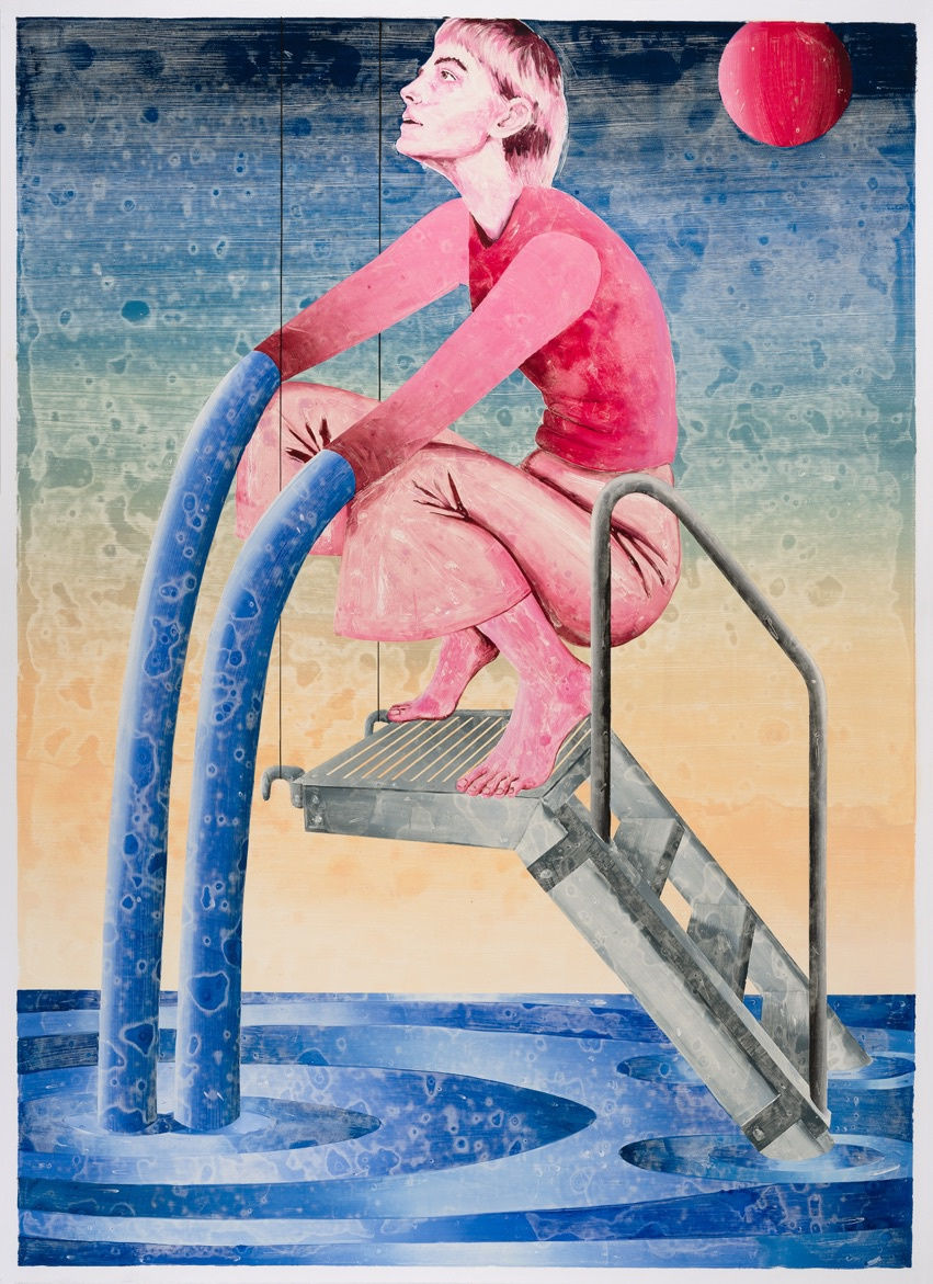 She commanded the elements of her own holographic reality, 2019 Monotype, oil color and wax pastel on paper