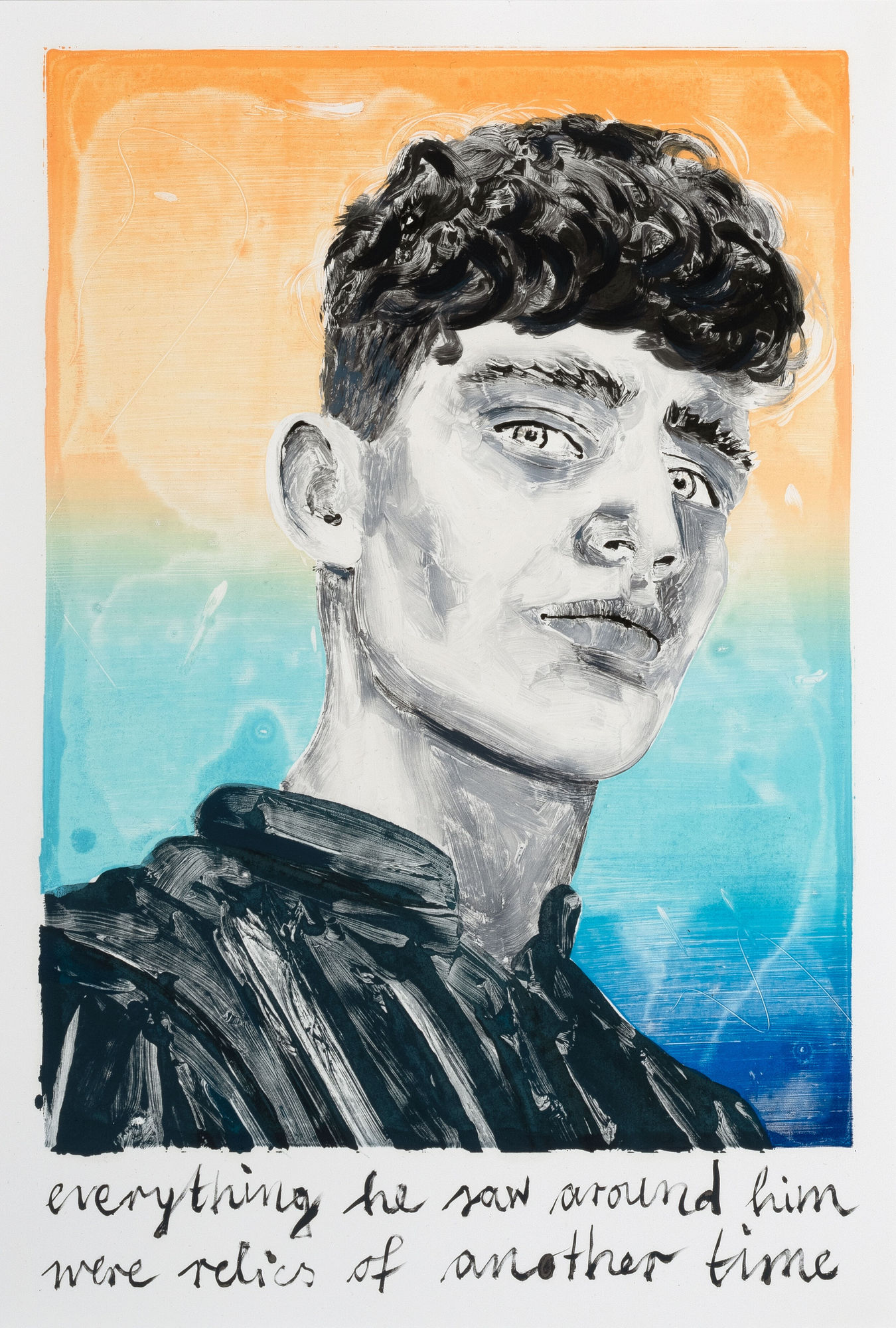 Everything he saw around him were relics of another time, 2019 Monotype, oil color on paper