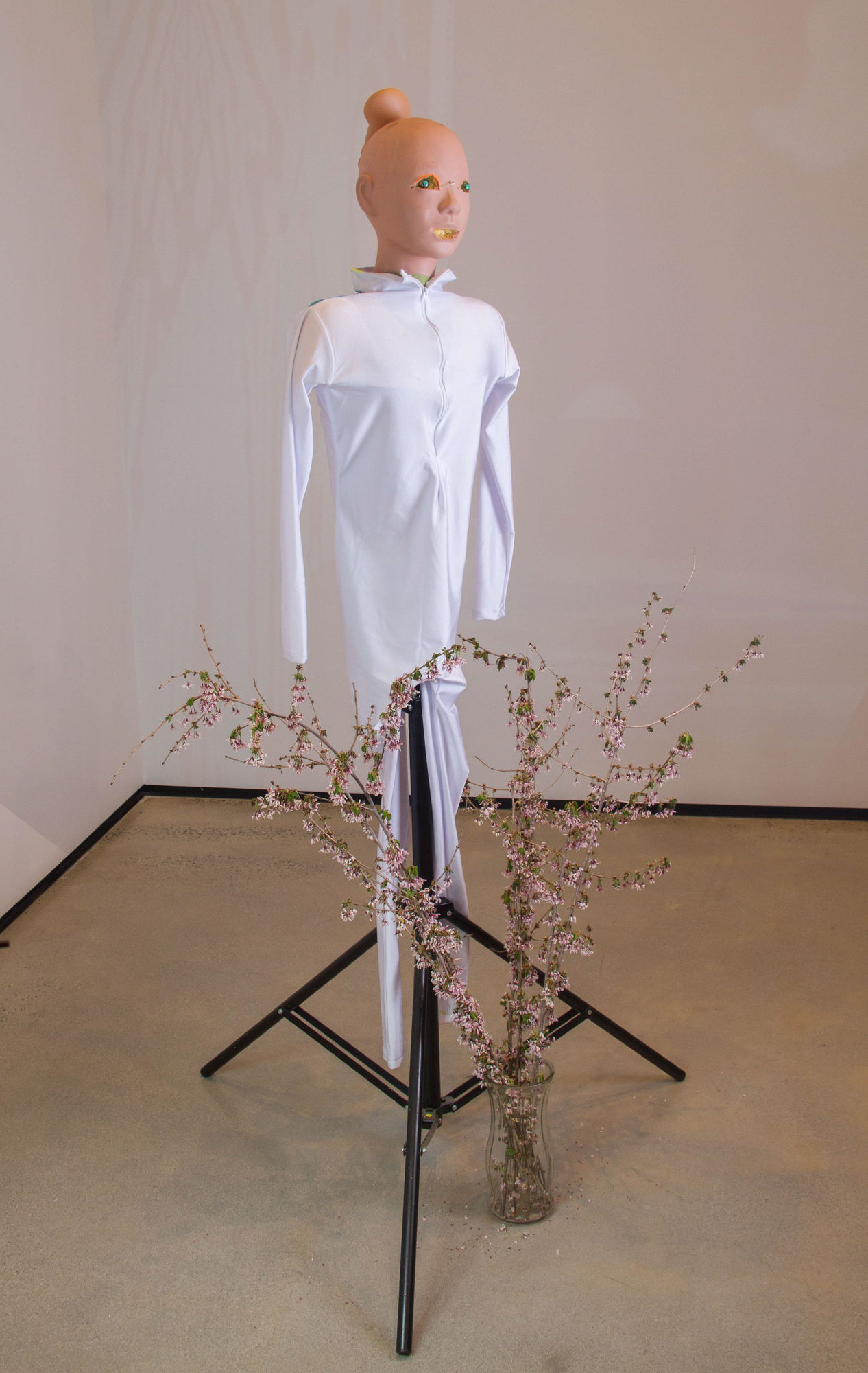 Helena Glory, 2018 Massage mannequin, jumpsuit, prosthetic ear, marbles