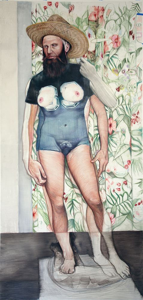 Lopped (david), 2016 Watercolor pencil and crayon on mylar