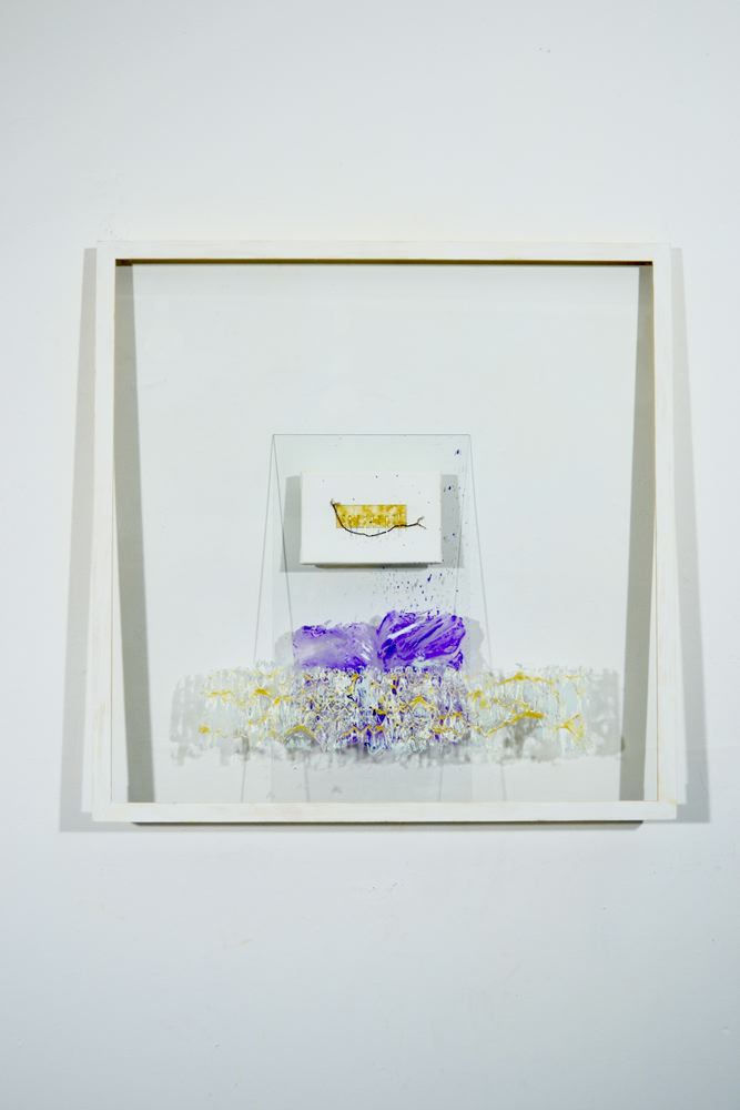 Untitled No.11, 2015 Glass, Oil, Emulsions, Canvas, Pins & Rubber