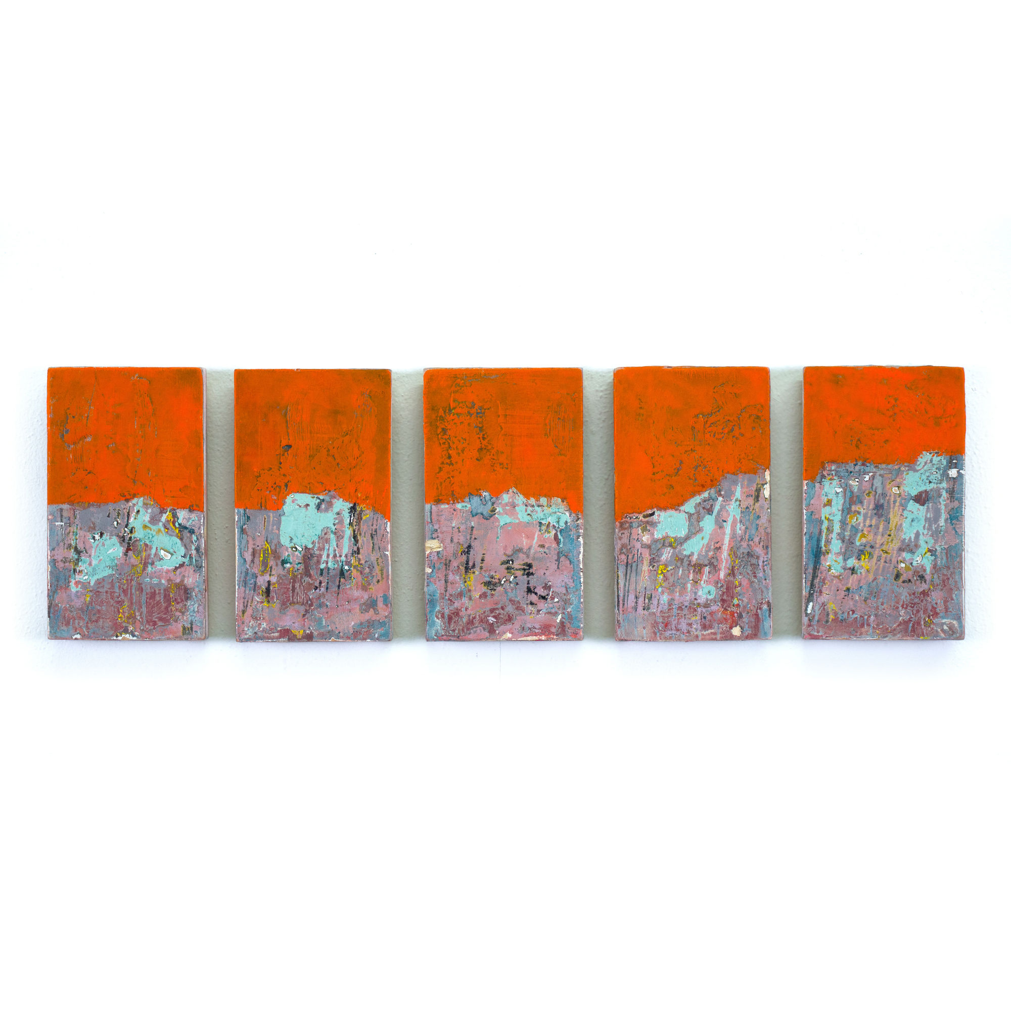 ERIC CLINTON ANDERSON GHOST WALKING, 2024-2025 Oil, wax, and marble dust on handmade panel 5 x 17 in ea. (12.7 x 43.2 cm)