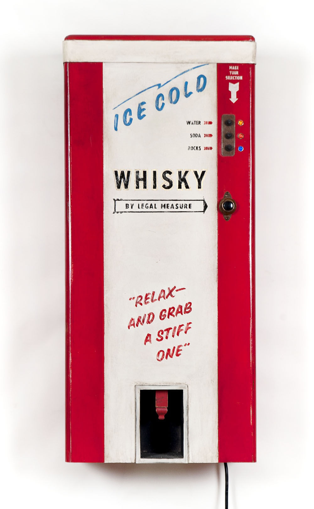 Ice Cold Whiskey Machine, 2013 Latex and gold leaf on plaster and wood