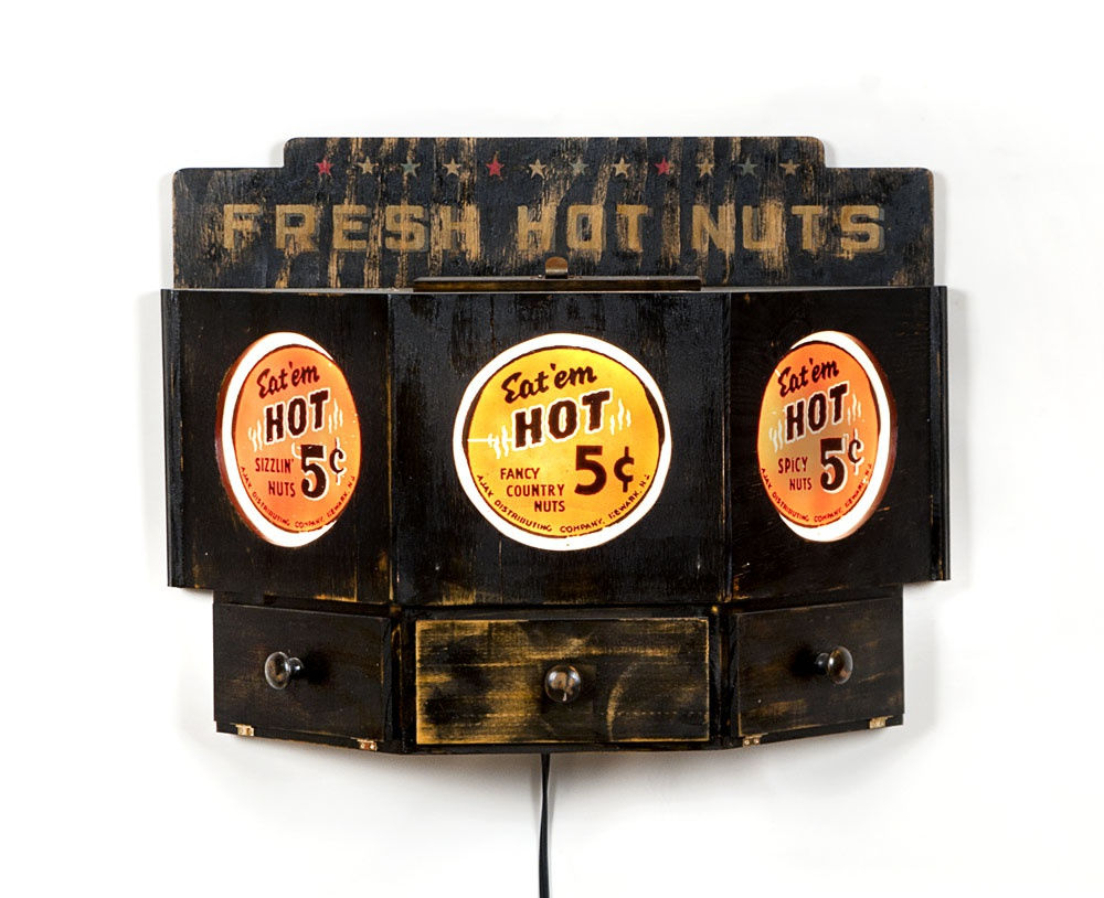 Fresh Hot Nuts, 2013 Latex, wood, light kit