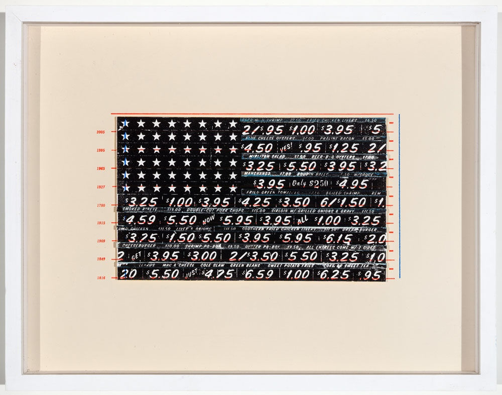 Building a Flag Worthy of Elizabeth's, 2013 Acrylic and ink on plaster and wood