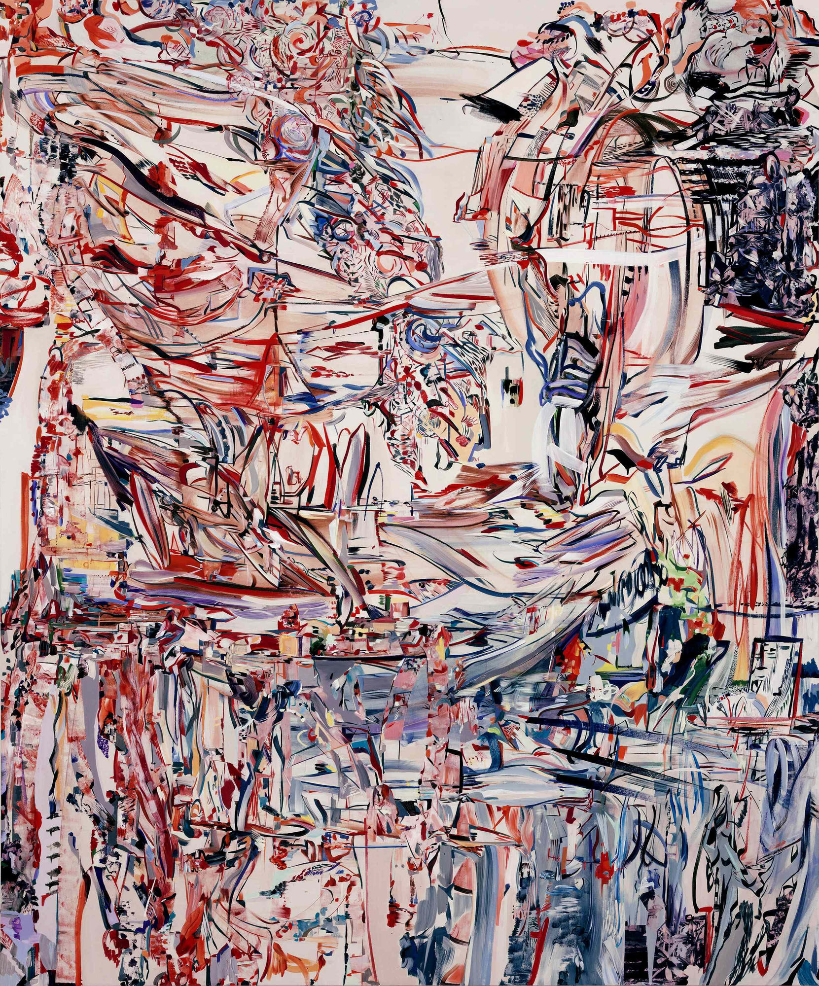 Red String of Fate, 2013 Signed verso Acrylic and transfers on canvas