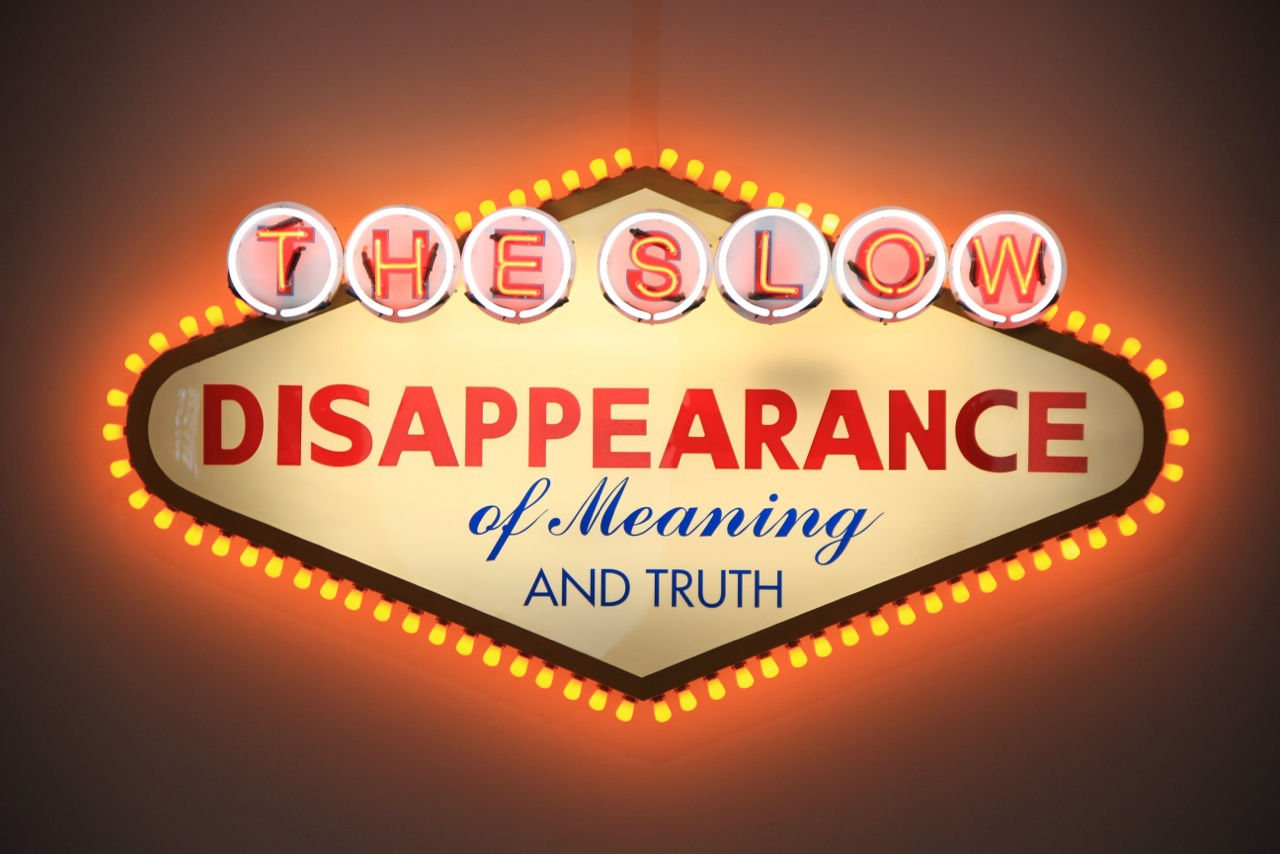 The Slow Disappearance of Meaning and Truth, 2009 Steel, acrylic, neon lights, carnival lights, fluorescent lights
